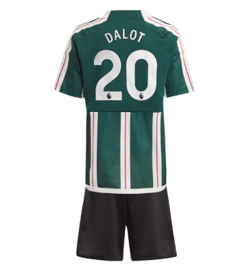 Manchester United Diogo Dalot #20 Bortaställ Barn 2023-24 Kortärmad (+ Korta byxor)
